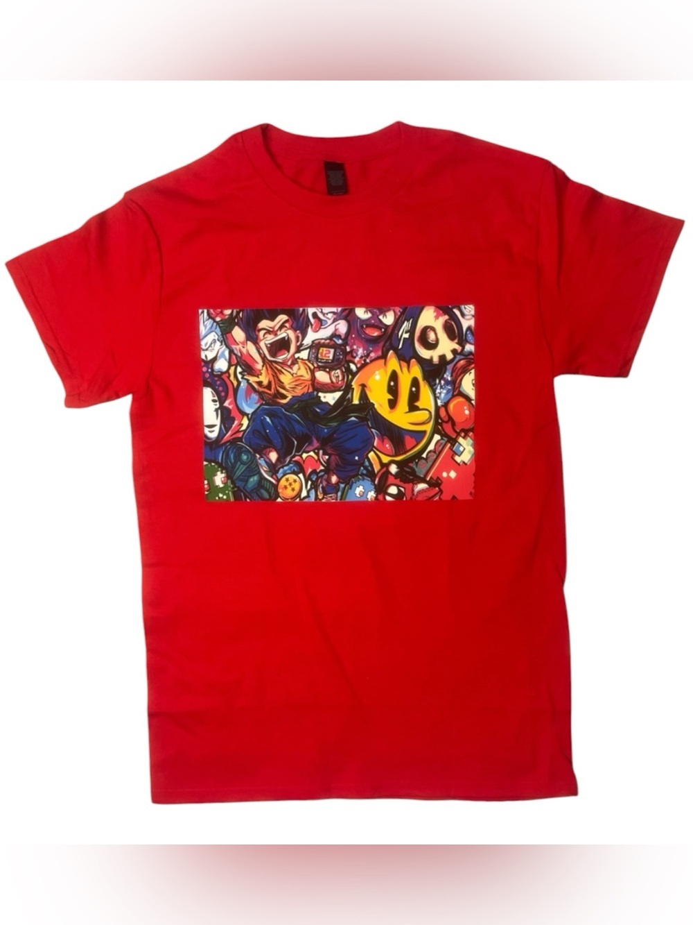 Sz various Red Graphic Men’s T-Shirt with Colorful Arcade Print